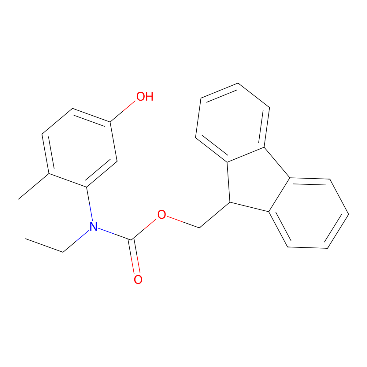 (9H-fluoren-9-yl)methyl N-ethyl-N-(5-hydroxy-2-methylphenyl)carbamate molecular structure, CAS 2149896-54-6