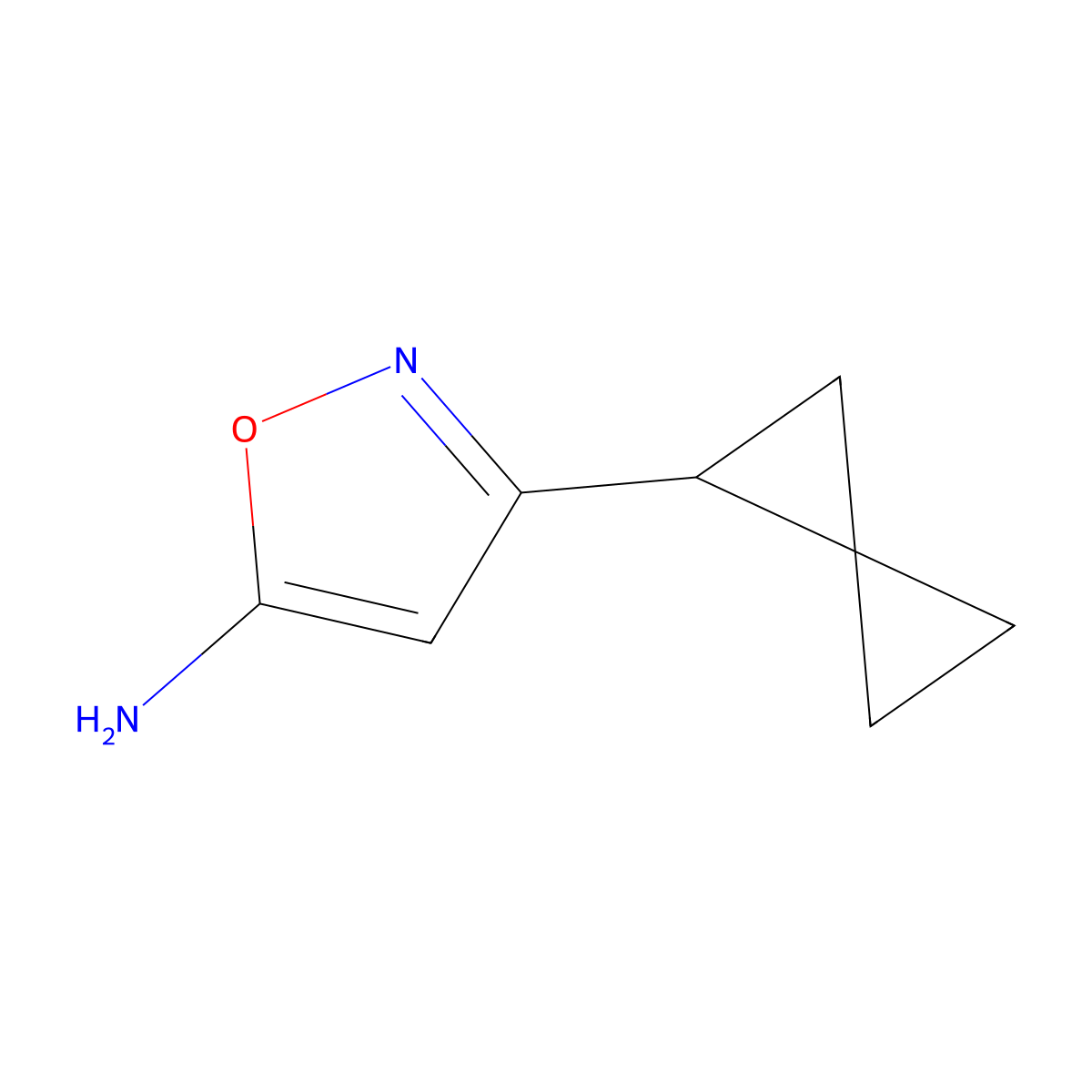 3-{Spiro[2.2]pentan-1-yl}-1,2-oxazol-5-amine molecular structure, CAS 2149924-99-0