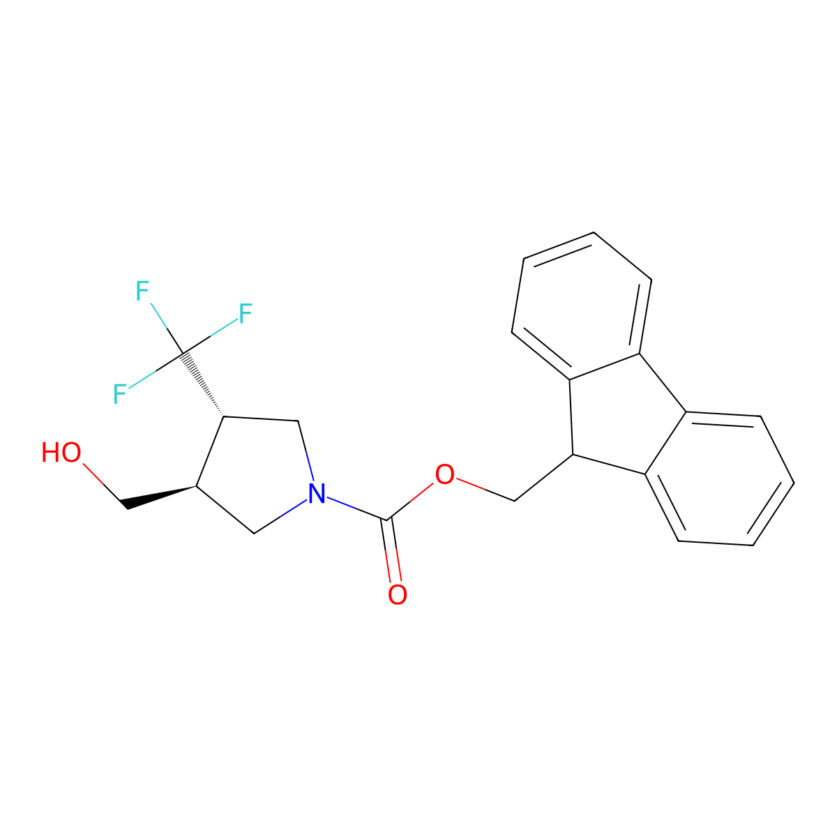 rac-(9H-fluoren-9-yl)methyl (3R,4R)-3-(hydroxymethyl)-4-(trifluoromethyl)pyrrolidine-1-carboxylate molecular structure, CAS 2150030-99-0