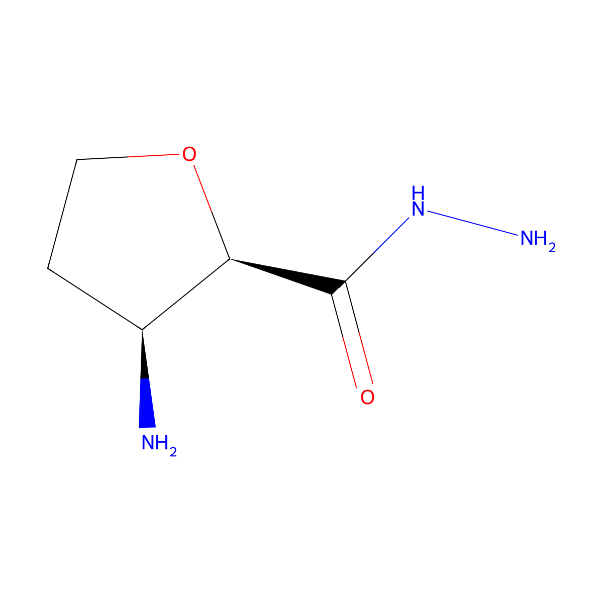 rac-(2R,3S)-3-aminooxolane-2-carbohydrazide molecular structure, CAS 2150061-98-4