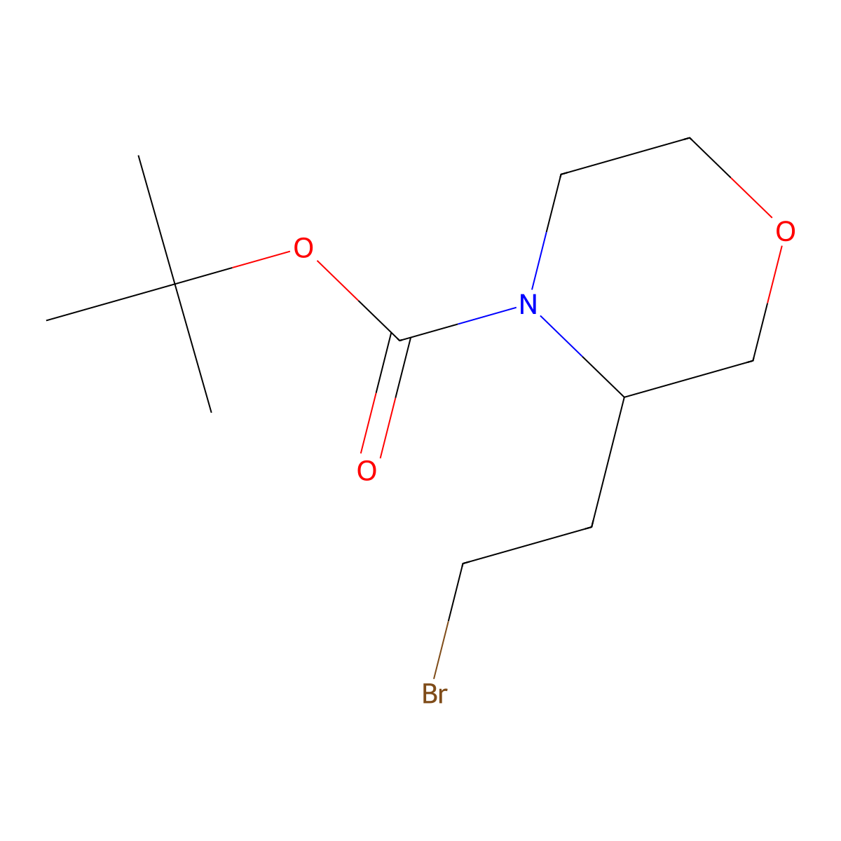 Tert-butyl 3-(2-bromoethyl)morpholine-4-carboxylate molecular structure, CAS 2150133-72-3
