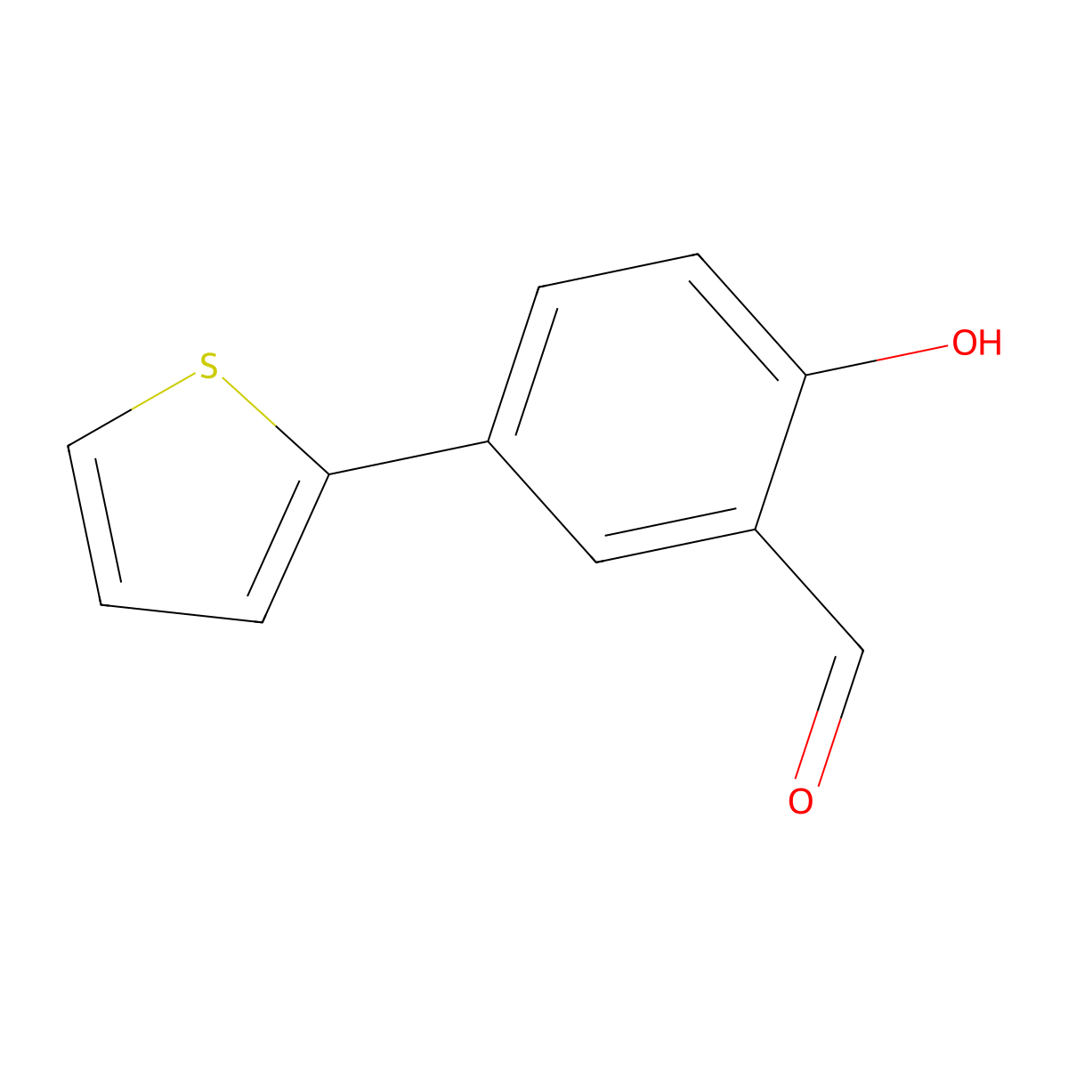 2-Hydroxy-5-(2-thienyl)benzaldehyde molecular structure, CAS 215023-65-7