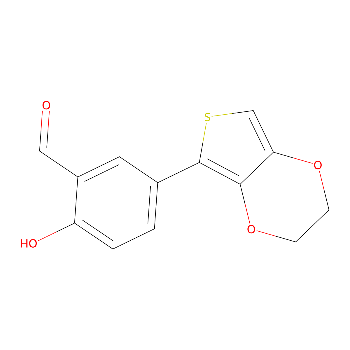 5-(2,3-Dihydrothieno[3,4-b][1,4]dioxin-5-yl)-2-hydroxybenzaldehyde molecular structure, CAS 215023-68-0