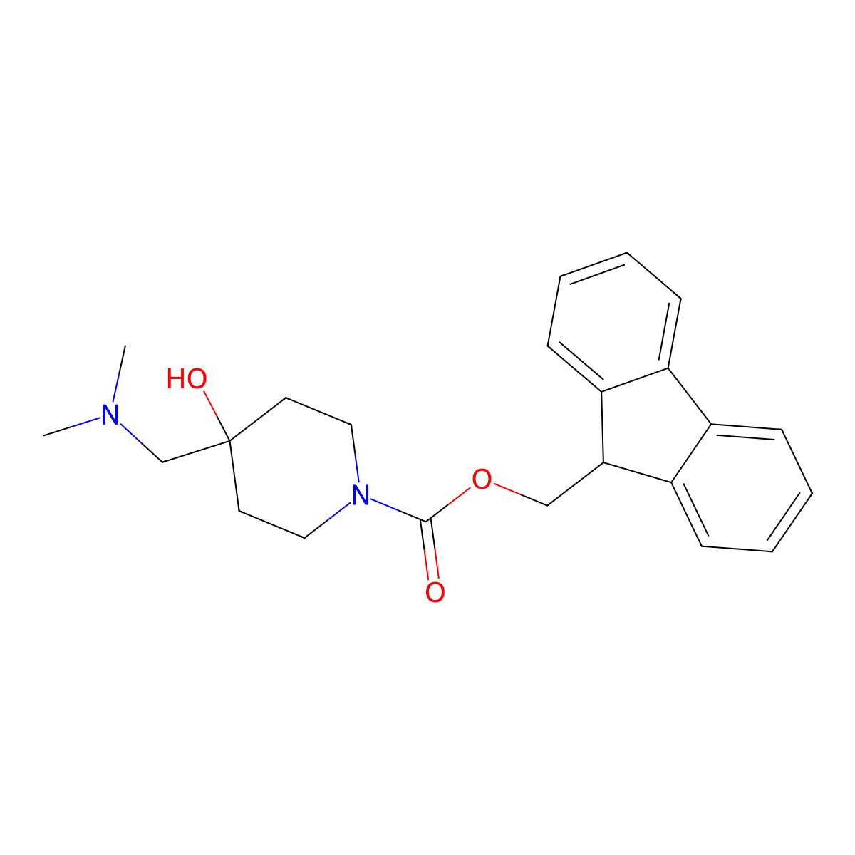 (9H-fluoren-9-yl)methyl 4-[(dimethylamino)methyl]-4-hydroxypiperidine-1-carboxylate molecular structure, CAS 2150251-84-4