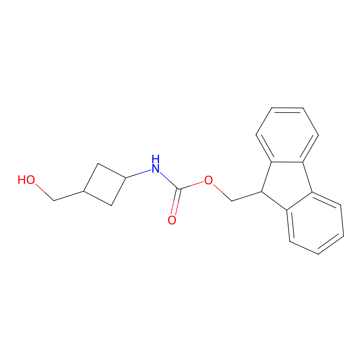 (9H-fluoren-9-yl)methyl N-[3-(hydroxymethyl)cyclobutyl]carbamate molecular structure, CAS 2150297-87-1