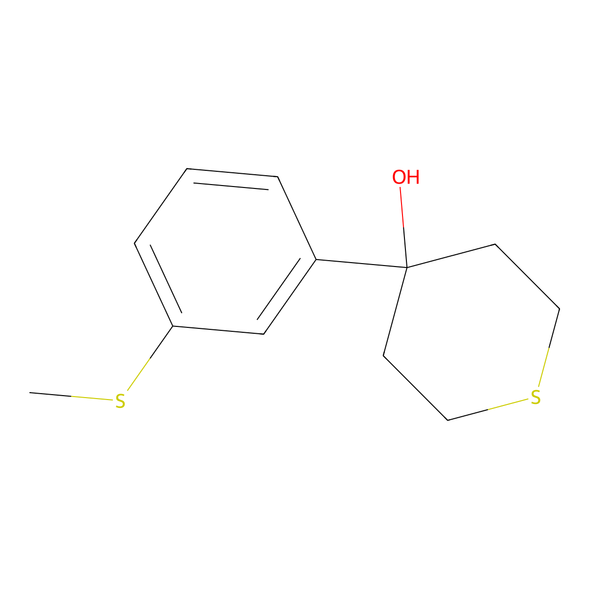 4-(3-(Methylthio)phenyl)thian-4-ol molecular structure, CAS 2150313-94-1