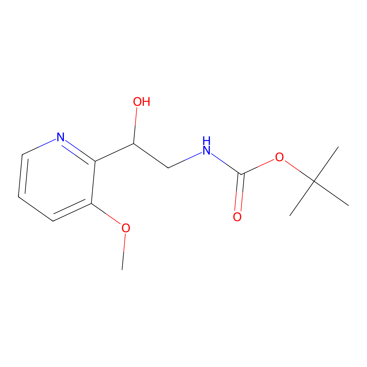 tert-butyl N-[2-hydroxy-2-(3-methoxypyridin-2-yl)ethyl]carbamate molecular structure, CAS 2150335-14-9