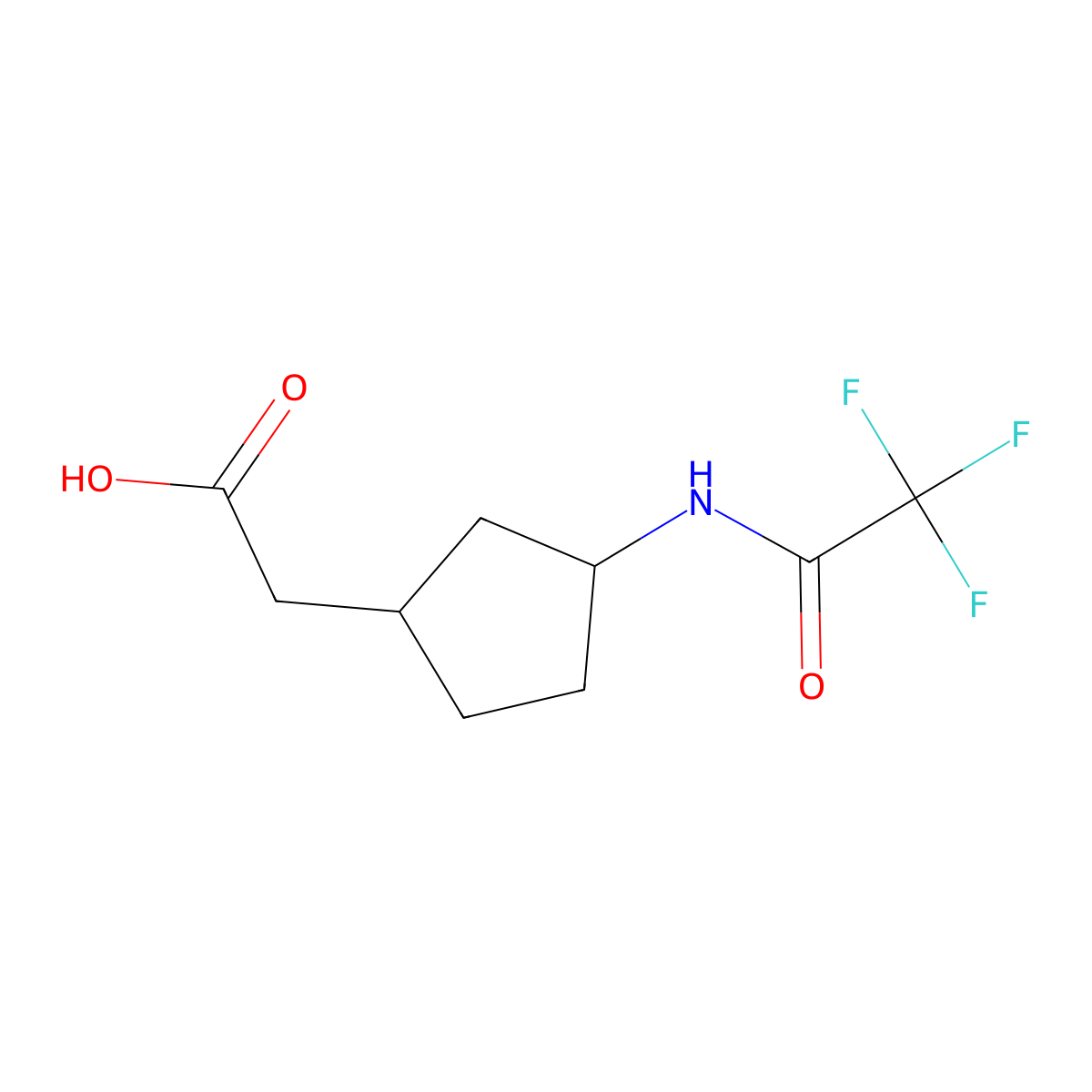 rac-2-[(1R,3S)-3-(trifluoroacetamido)cyclopentyl]acetic acid molecular structure, CAS 2150366-18-8