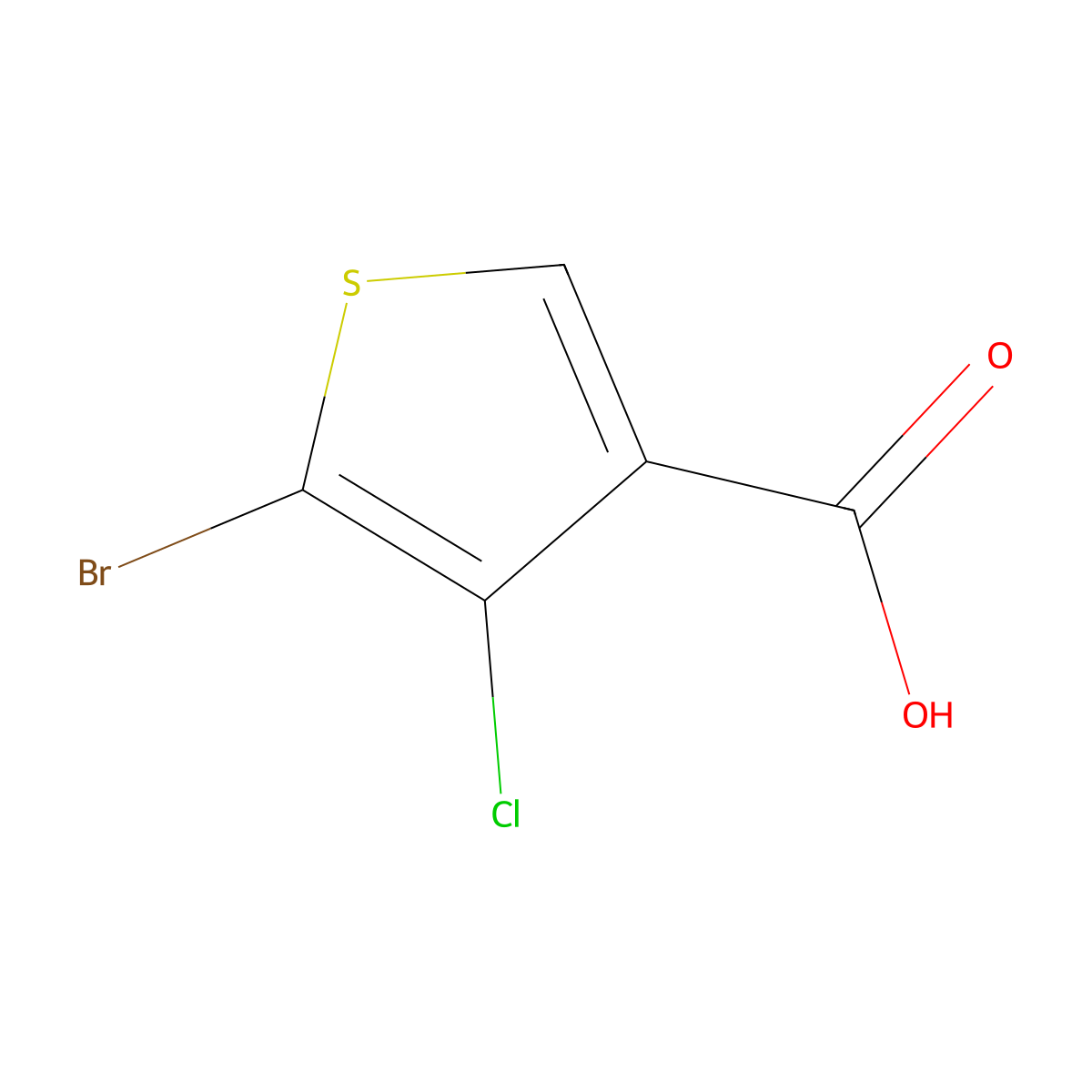 5-Bromo-4-chlorothiophene-3-carboxylic acid molecular structure, CAS 2150373-98-9