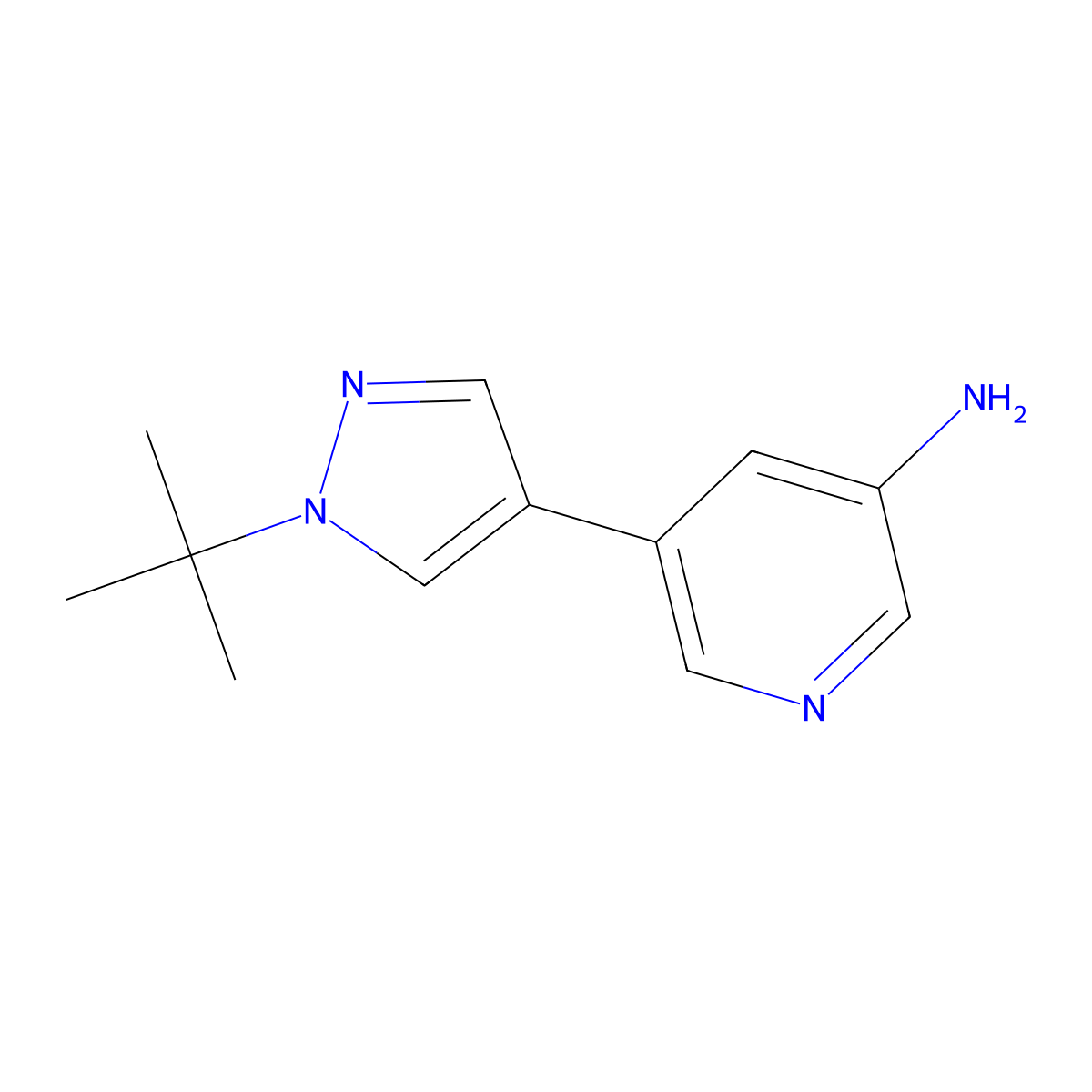 5-[1-(1,1-Dimethylethyl)-1H-pyrazol-4-yl]-3-pyridinamine molecular structure, CAS 2150427-11-3