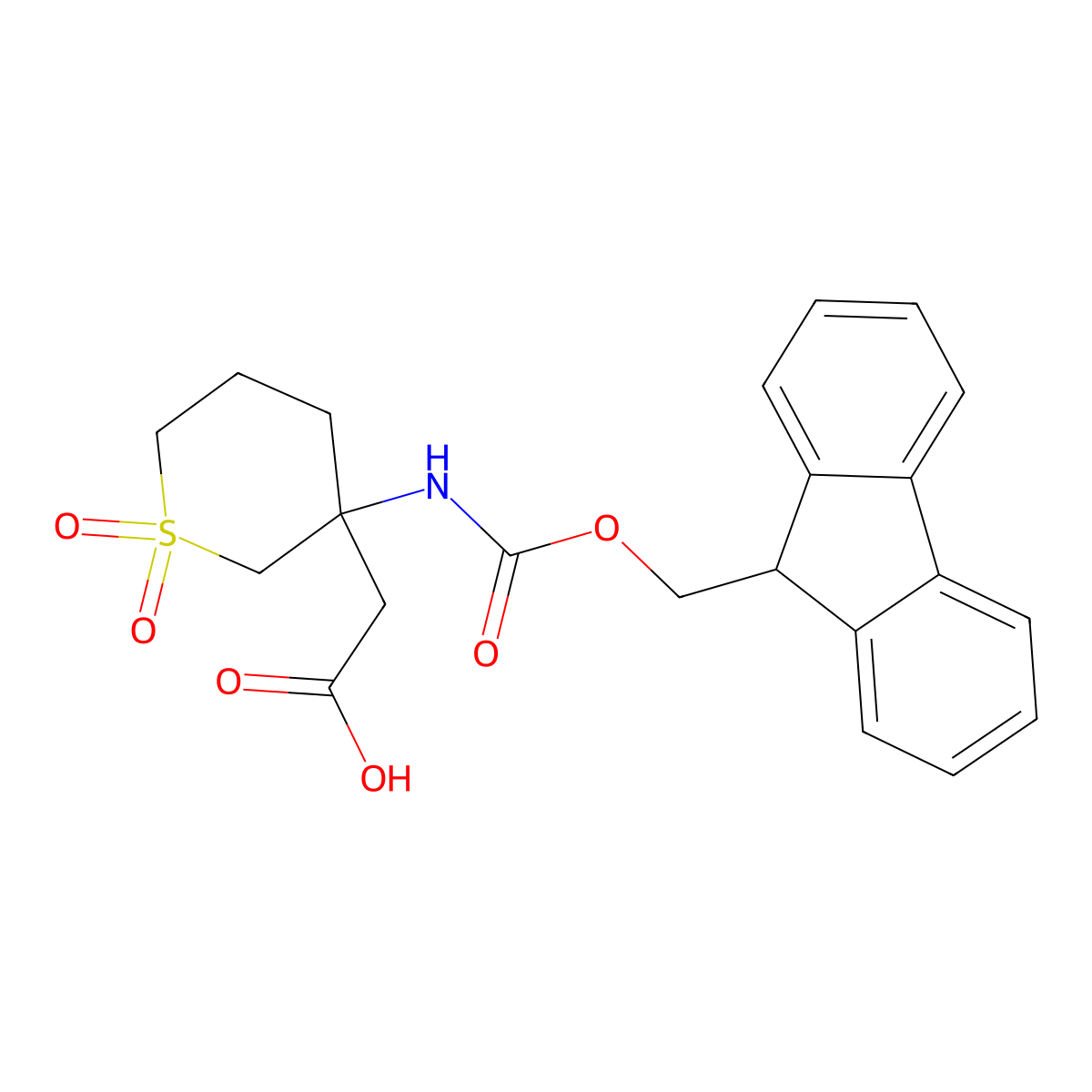 2-[3-({[(9H-fluoren-9-yl)methoxy]carbonyl}amino)-1,1-dioxo-1lambda6-thian-3-yl]acetic acid molecular structure, CAS 2150477-57-7