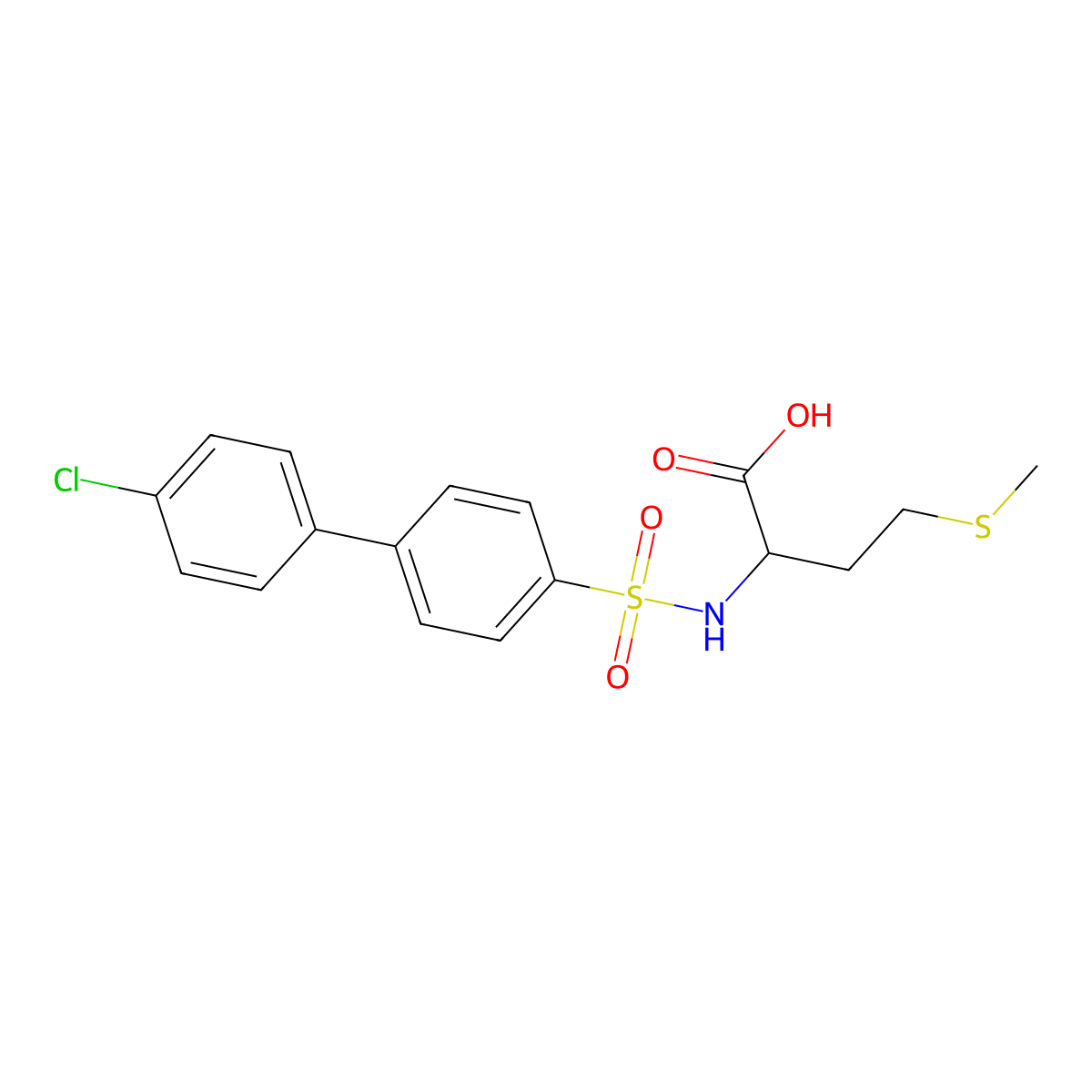 ((4'-Chloro-[1,1'-biphenyl]-4-yl)sulfonyl)methionine molecular structure, CAS 215048-54-7