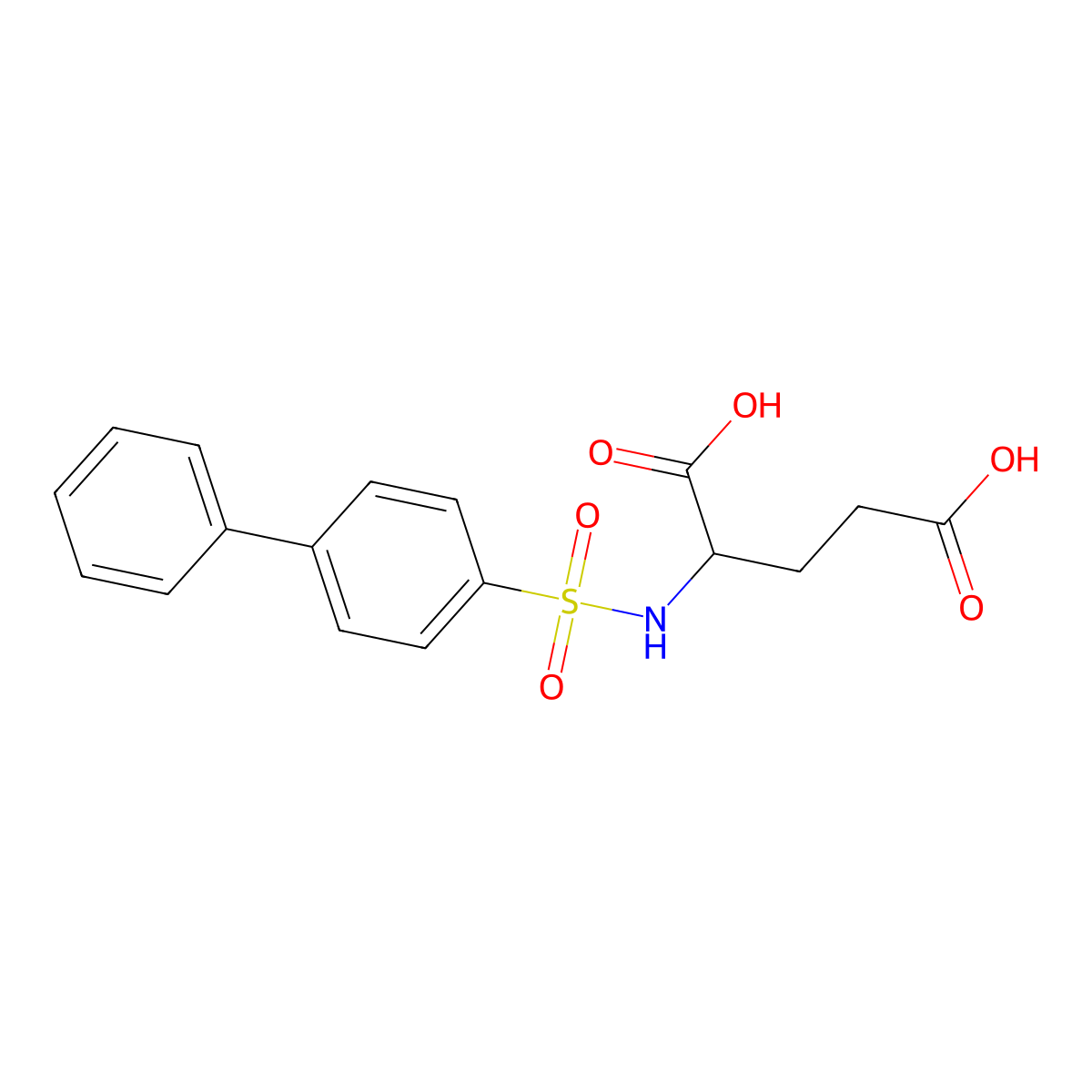 2-[(4-Phenylphenyl)sulfonylamino]pentanedioic acid molecular structure, CAS 215049-07-3