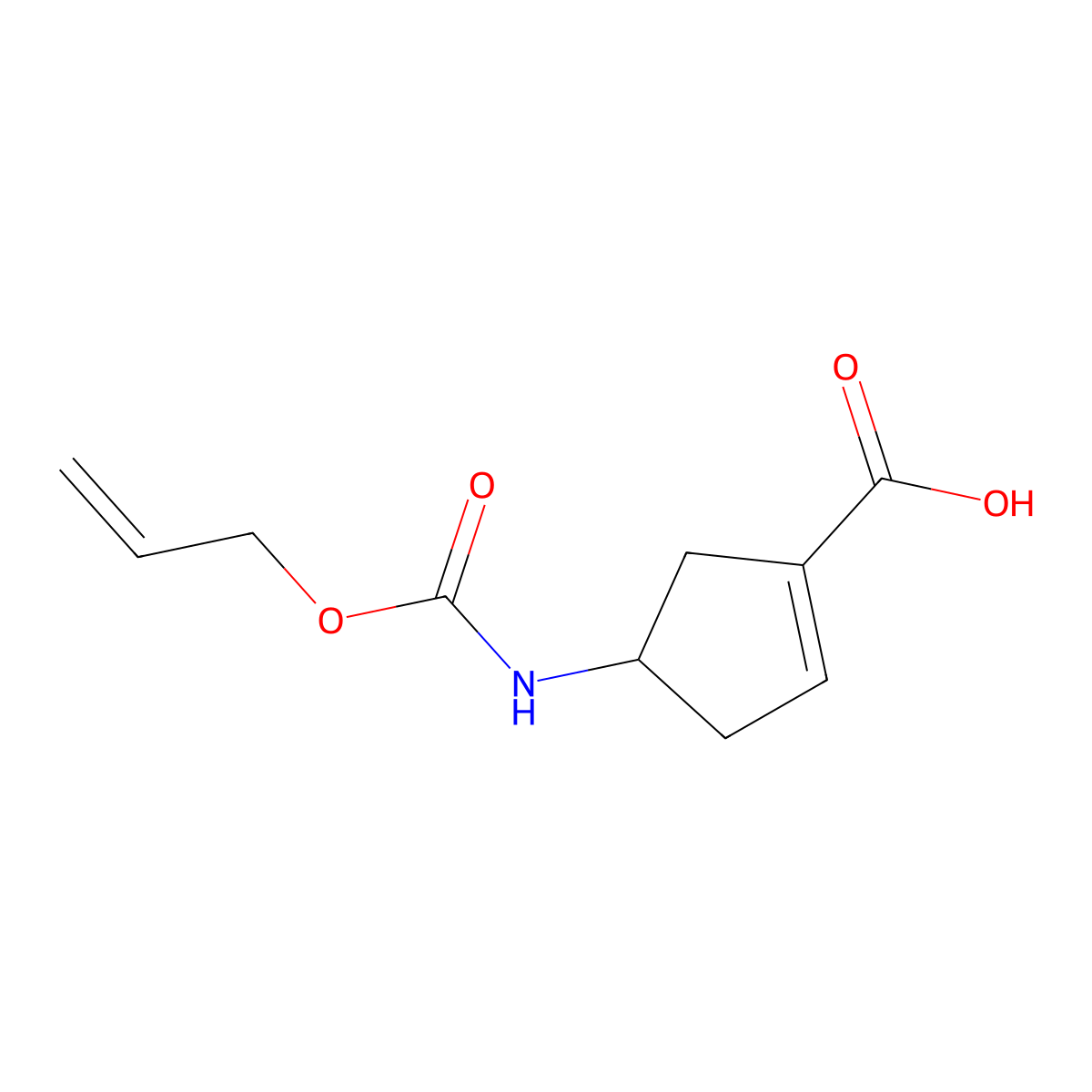 4-{[(Prop-2-en-1-yloxy)carbonyl]amino}cyclopent-1-ene-1-carboxylic acid molecular structure, CAS 2150564-31-9