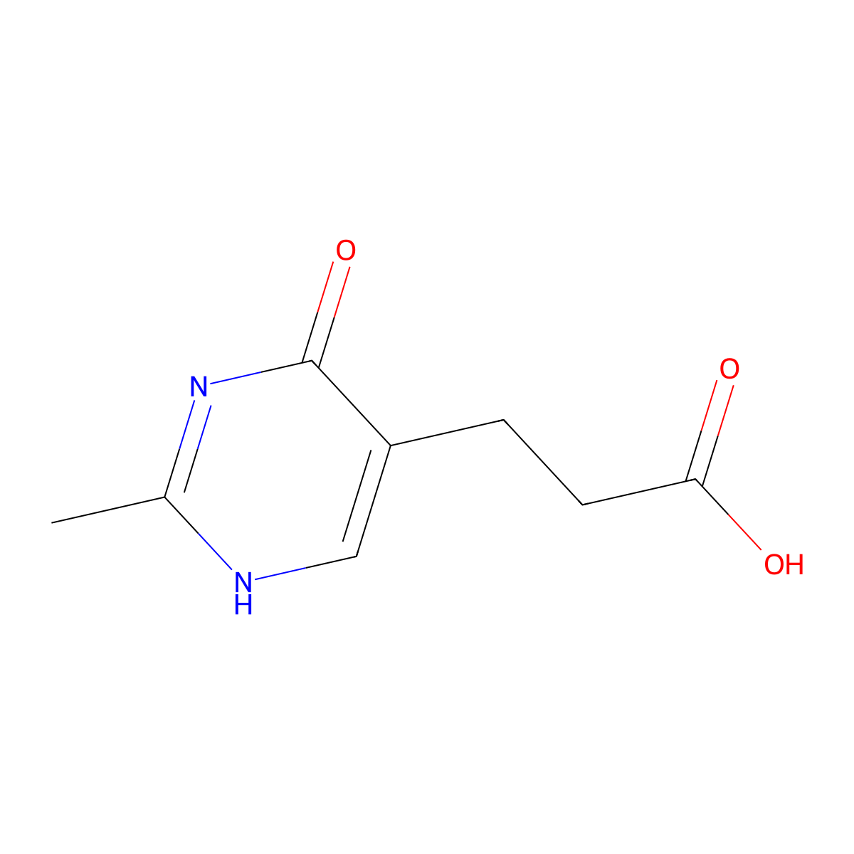 3-(2-Methyl-4-oxo-1,4-dihydropyrimidin-5-yl)propanoic acid molecular structure, CAS 21506-67-2
