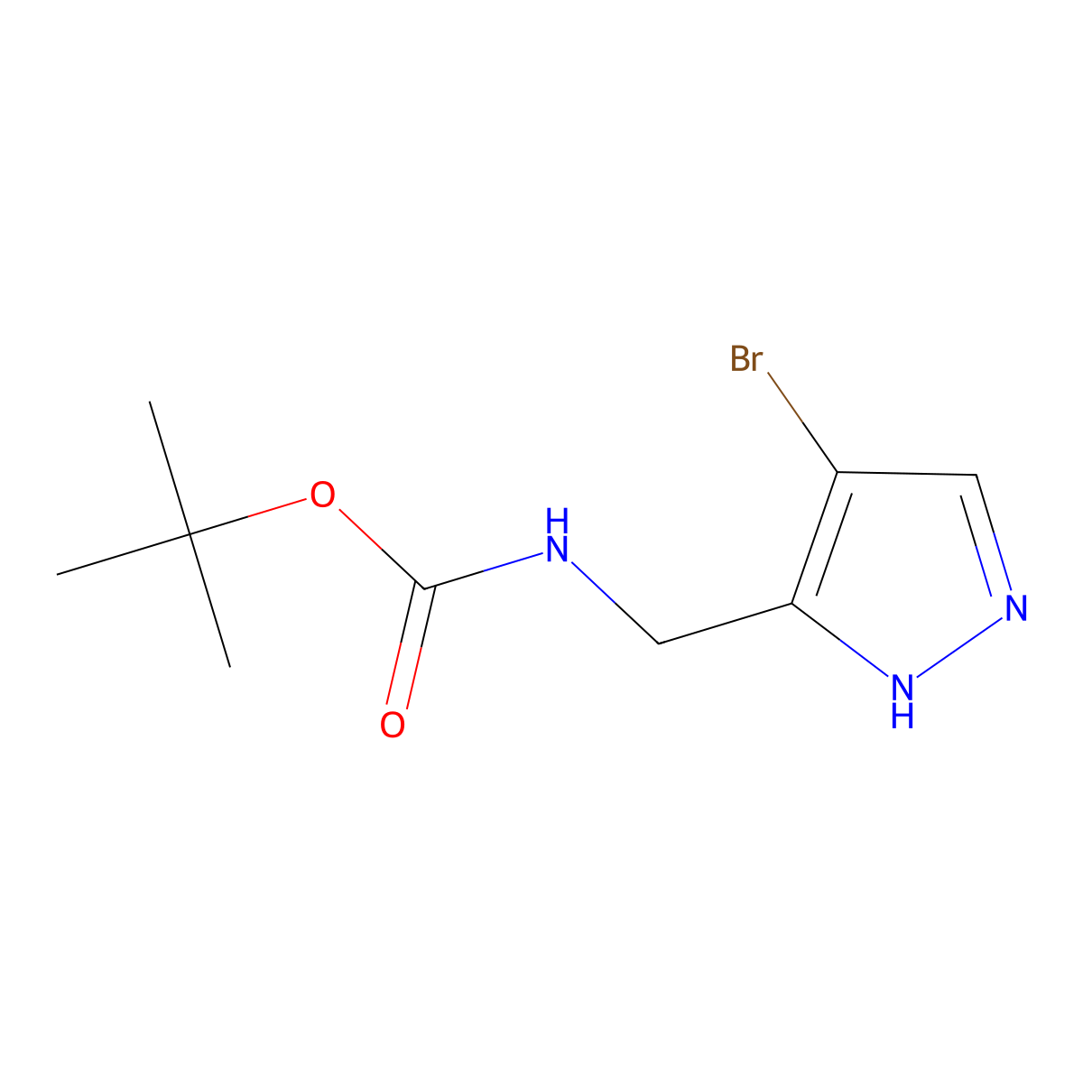 tert-butyl N-[(4-bromo-1H-pyrazol-5-yl)methyl]carbamate molecular structure, CAS 2150633-86-4