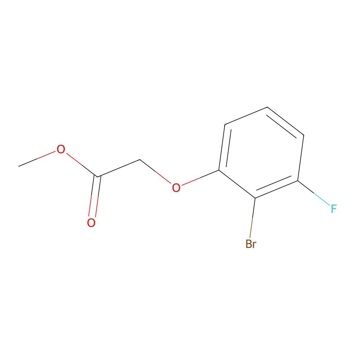 Methyl 2-(2-bromo-3-fluorophenoxy)acetate molecular structure, CAS 2150646-06-1