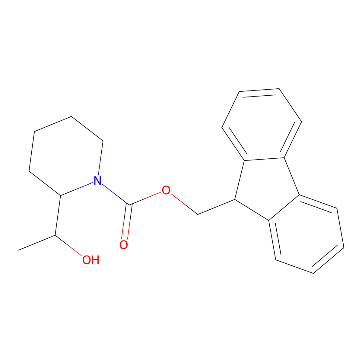 (9H-fluoren-9-yl)methyl 2-(1-hydroxyethyl)piperidine-1-carboxylate molecular structure, CAS 2150666-59-2