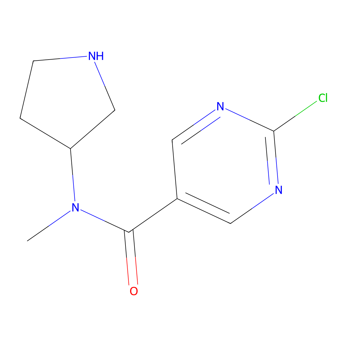 2-chloro-N-methyl-N-(pyrrolidin-3-yl)pyrimidine-5-carboxamide molecular structure, CAS 2150819-35-3