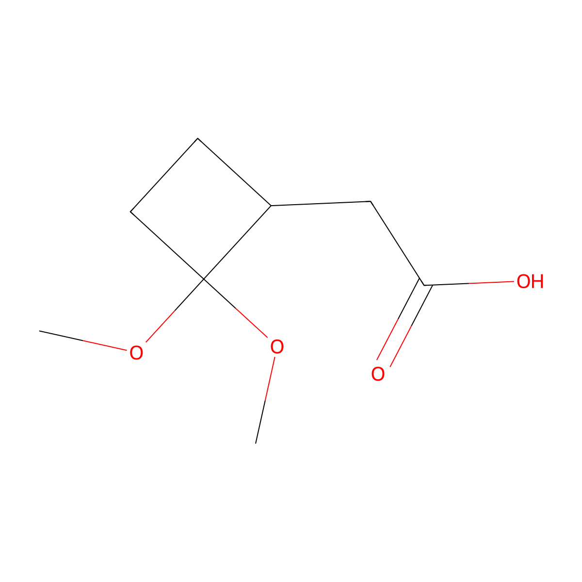 2-(2,2-Dimethoxycyclobutyl)acetic acid molecular structure, CAS 2150886-21-6