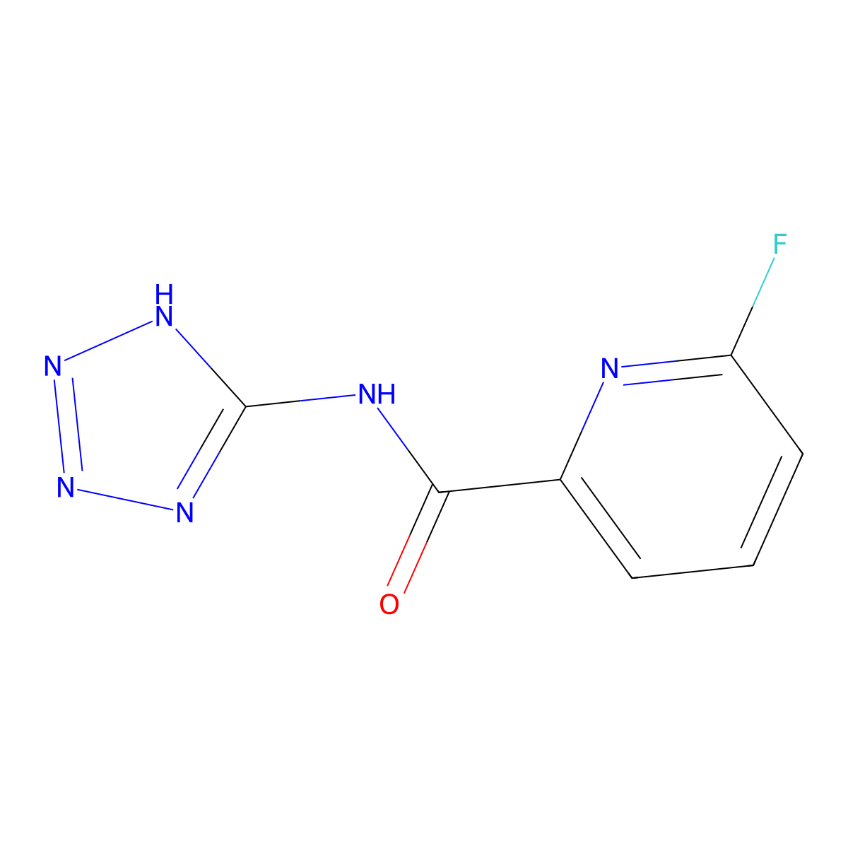 6-fluoro-N-(1H-1,2,3,4-tetrazol-5-yl)pyridine-2-carboxamide molecular structure, CAS 2150900-48-2