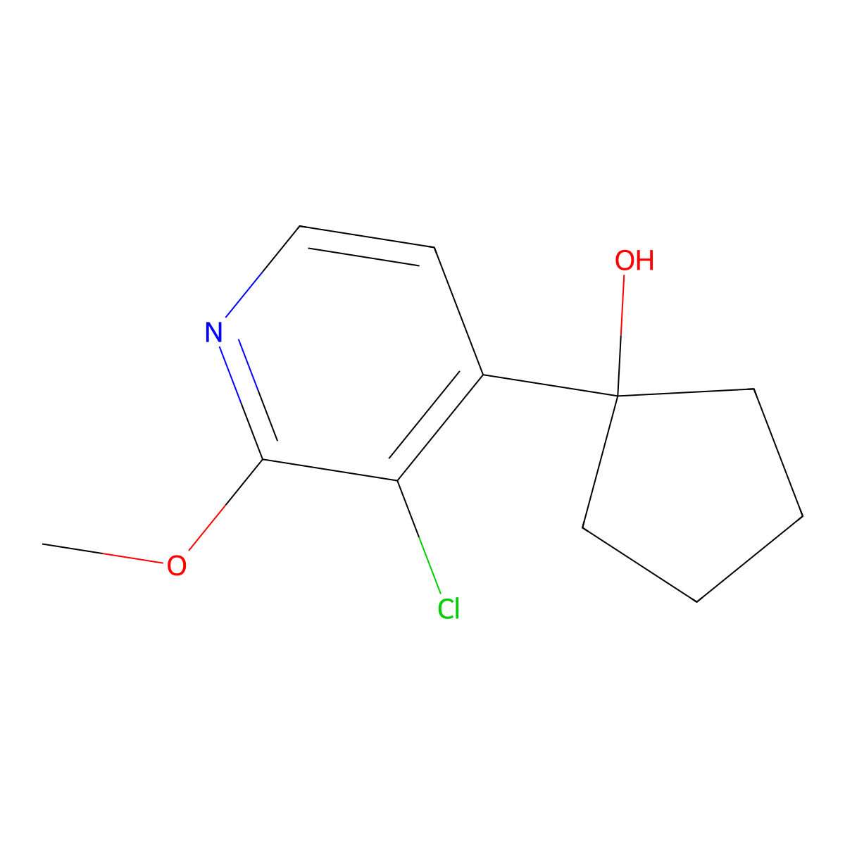 1-(3-Chloro-2-methoxypyridin-4-yl)cyclopentanol molecular structure, CAS 2150933-49-4