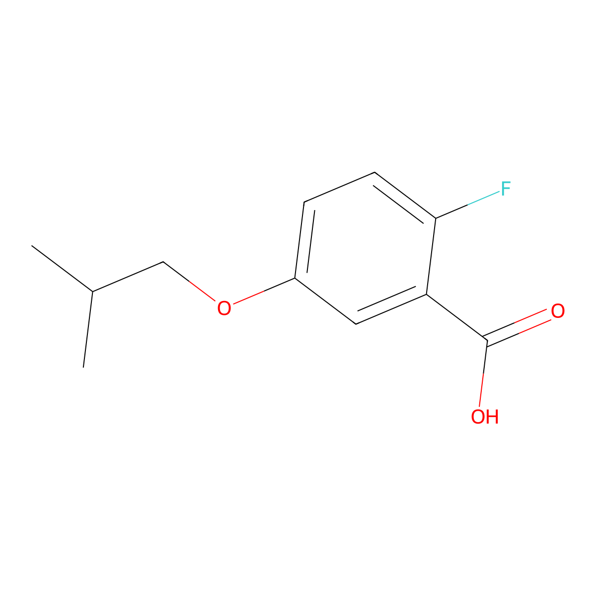 2-Fluoro-5-isobutoxybenZoic acid molecular structure, CAS 2150978-52-0