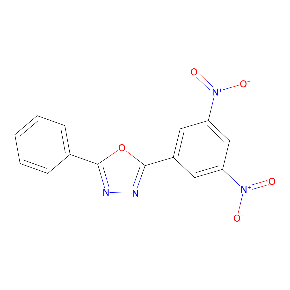 2-(3,5-Dinitrophenyl)-5-phenyl-1,3,4-oxadiazole molecular structure, CAS 21510-42-9