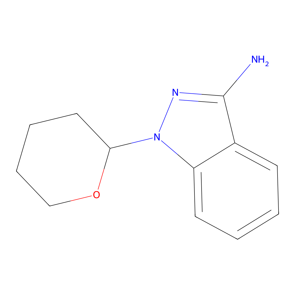 1-(oxan-2-yl)-1H-indazol-3-amine molecular structure, CAS 2151005-35-3