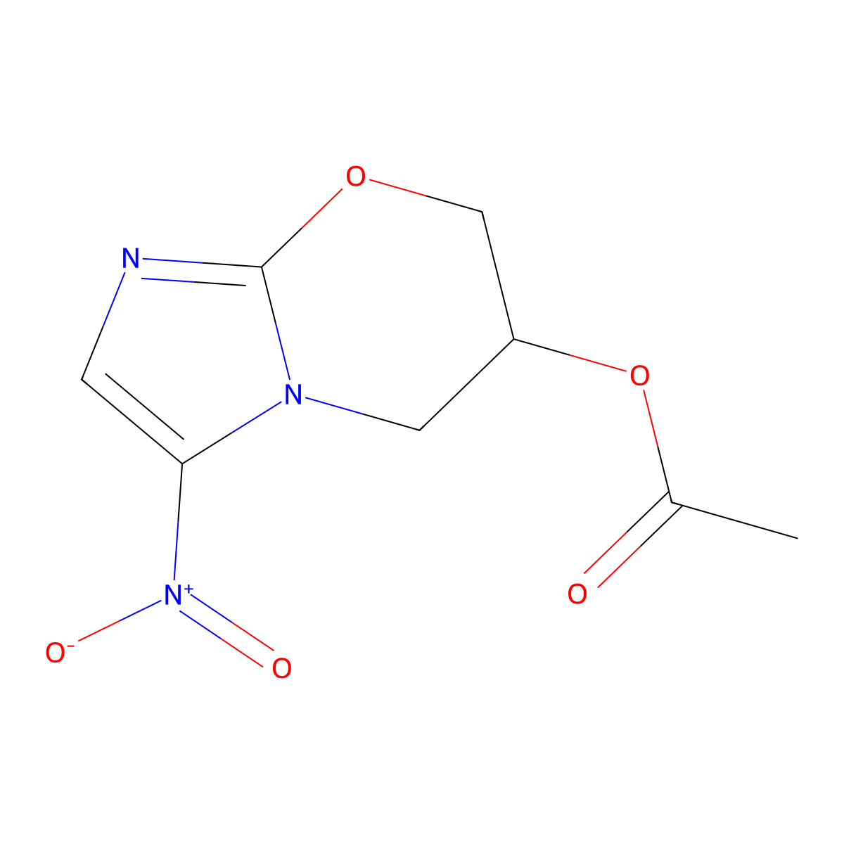 (S)-3-nitro-6,7-dihydro-5H-imidazo[2,1-b][1,3]oxazin-6-yl acetate molecular structure, CAS 2151045-27-9