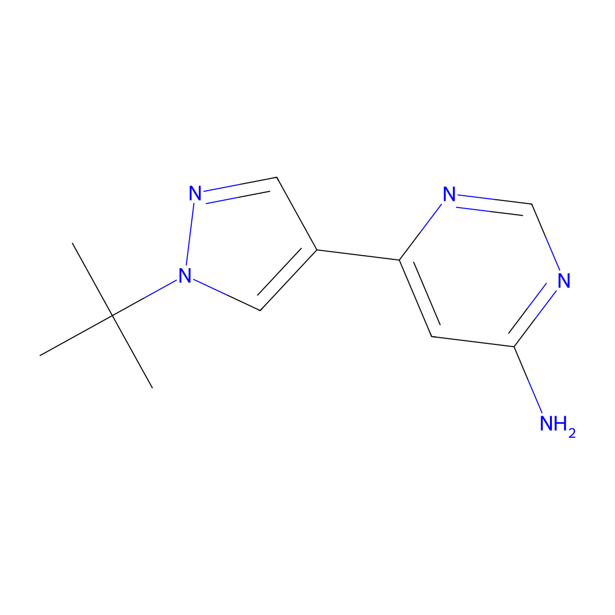 6-(1-(tert-butyl)-1H-pyrazol-4-yl)pyrimidin-4-amine molecular structure, CAS 2151202-71-8