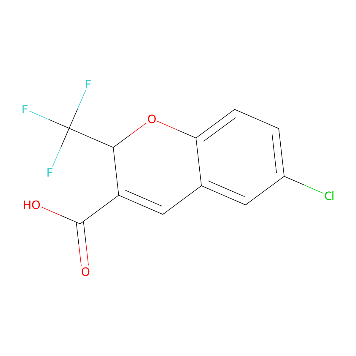 6-chloro-2-(trifluoromethyl)-2H-chromene-3-carboxylic Acid molecular structure, CAS 215122-07-9