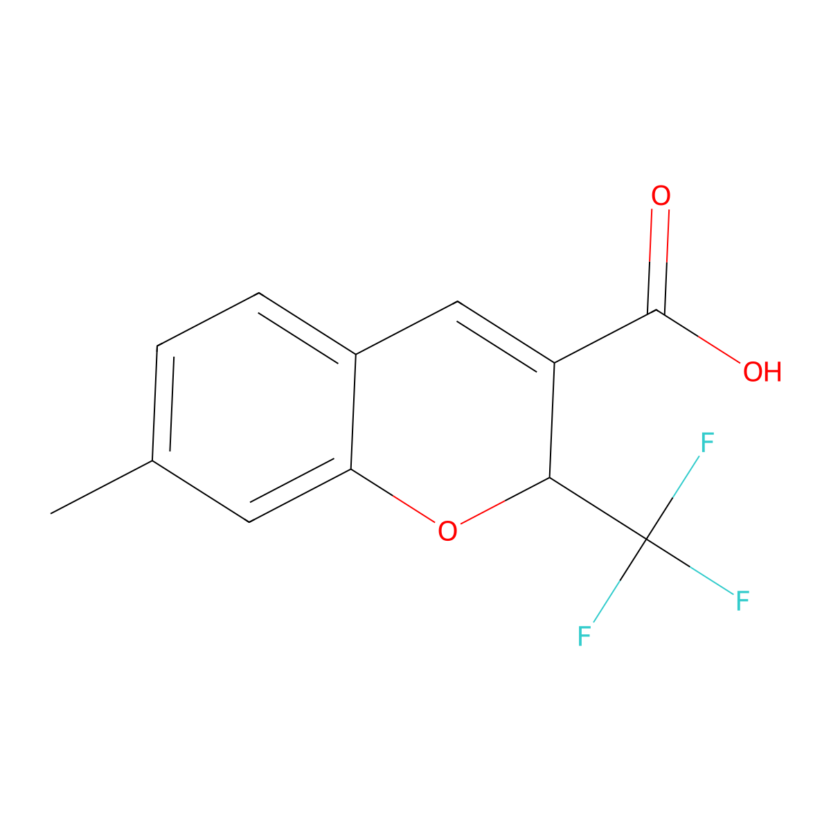 7-methyl-2-(trifluoromethyl)-2H-chromene-3-carboxylic Acid molecular structure, CAS 215122-09-1