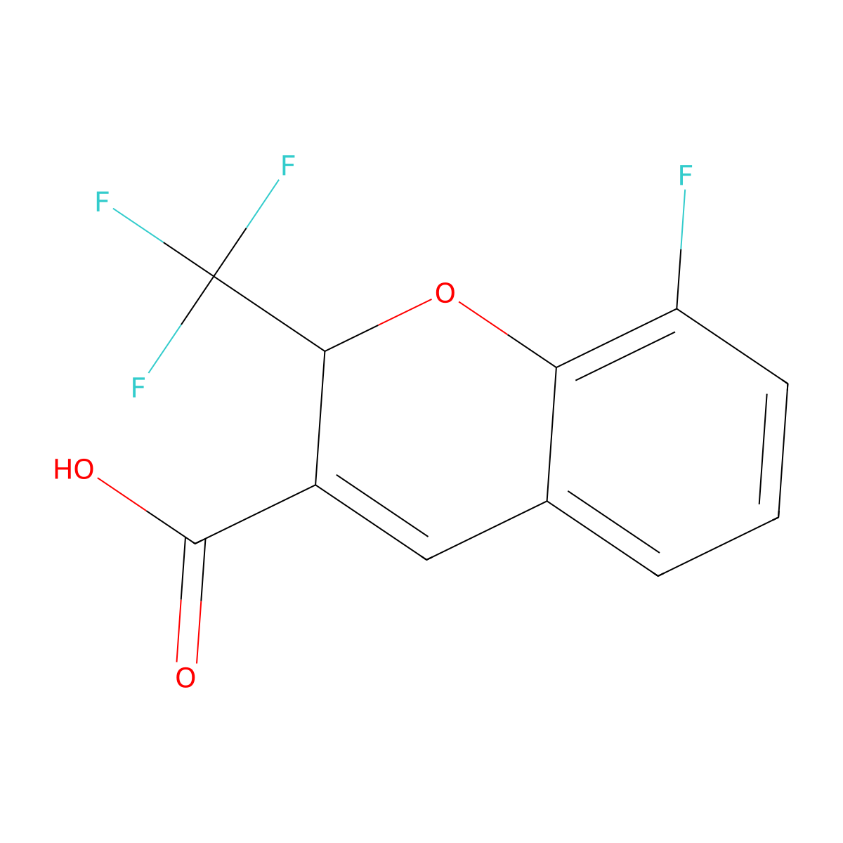 8-fluoro-2-(trifluoromethyl)-2H-chromene-3-carboxylic Acid molecular structure, CAS 215122-23-9