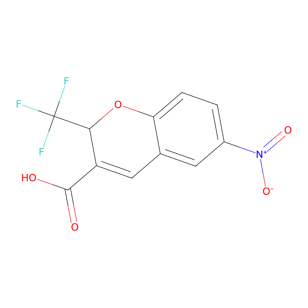 2H-1-Benzopyran-3-carboxylic acid, 6-nitro-2-(trifluoromethyl)- molecular structure, CAS 215122-43-3