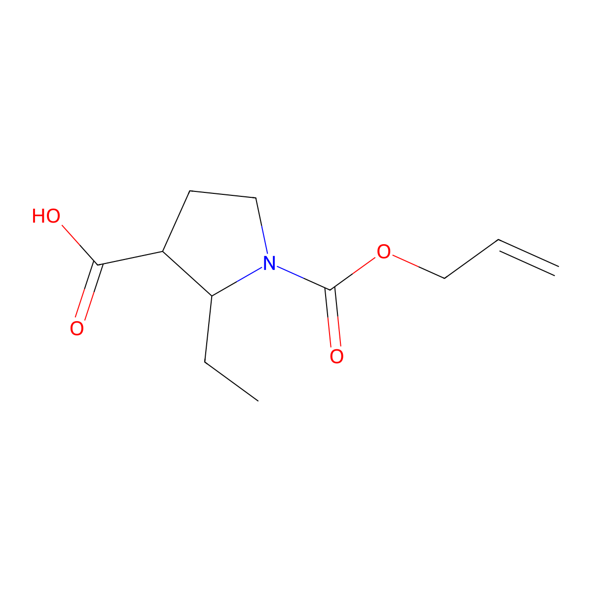 2-Ethyl-1-[(prop-2-en-1-yloxy)carbonyl]pyrrolidine-3-carboxylic acid molecular structure, CAS 2151221-03-1