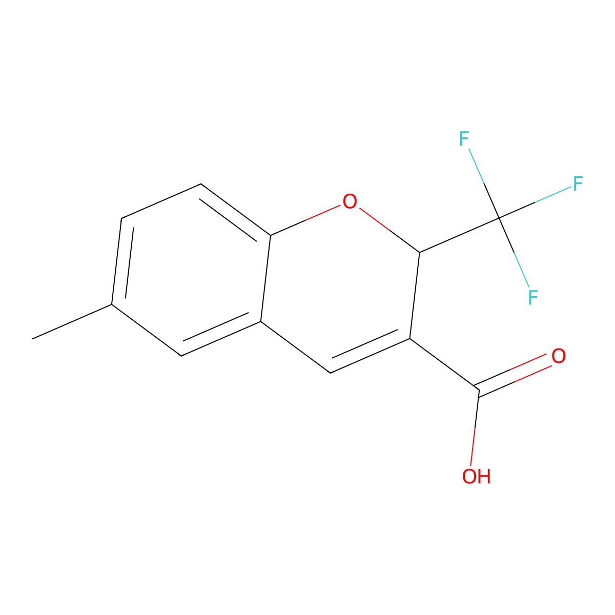 6-methyl-2-(trifluoromethyl)-2H-chromene-3-carboxylic acid molecular structure, CAS 215123-45-8