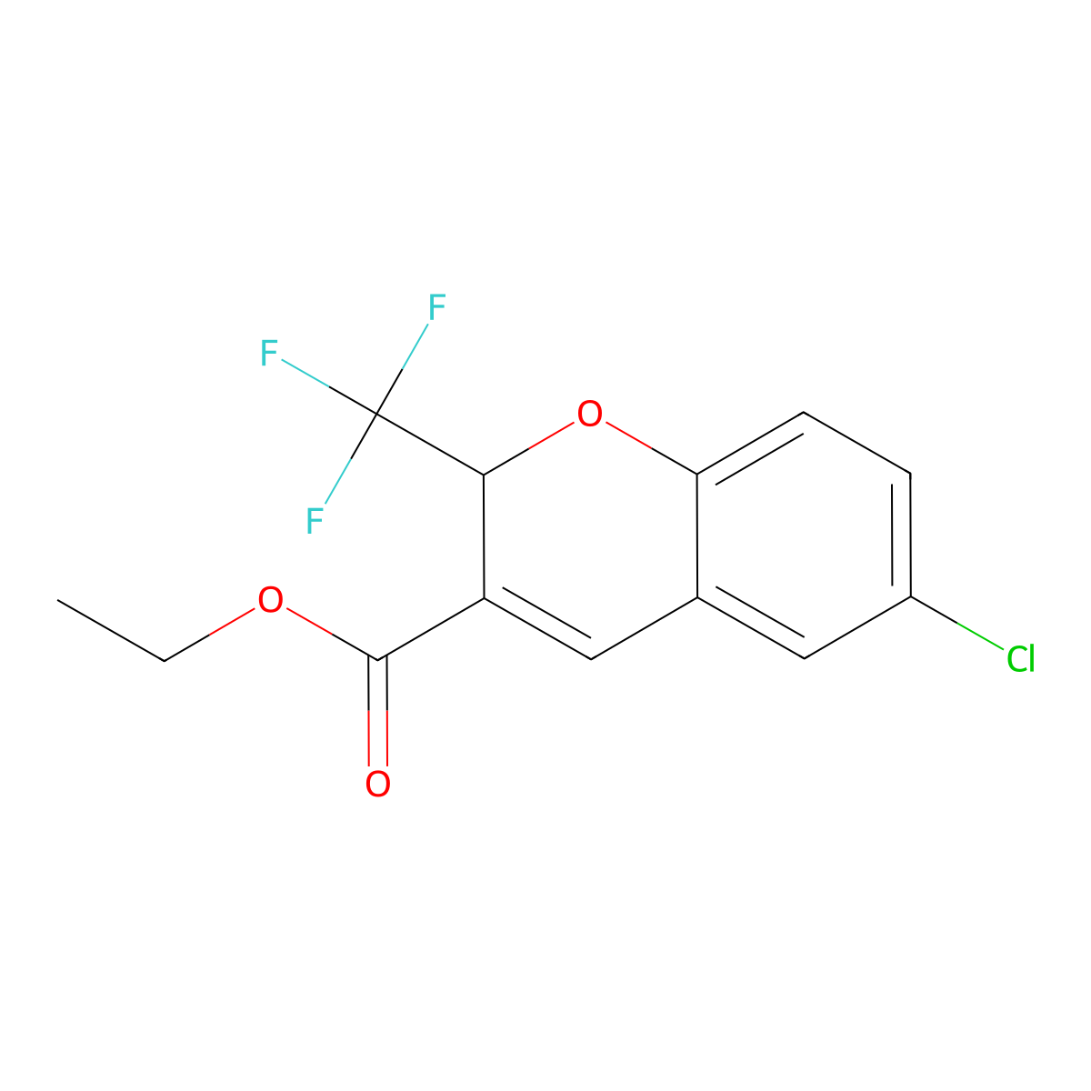 ethyl 6-chloro-2-(trifluoromethyl)-2H-chromene-3-carboxylate molecular structure, CAS 215123-85-6