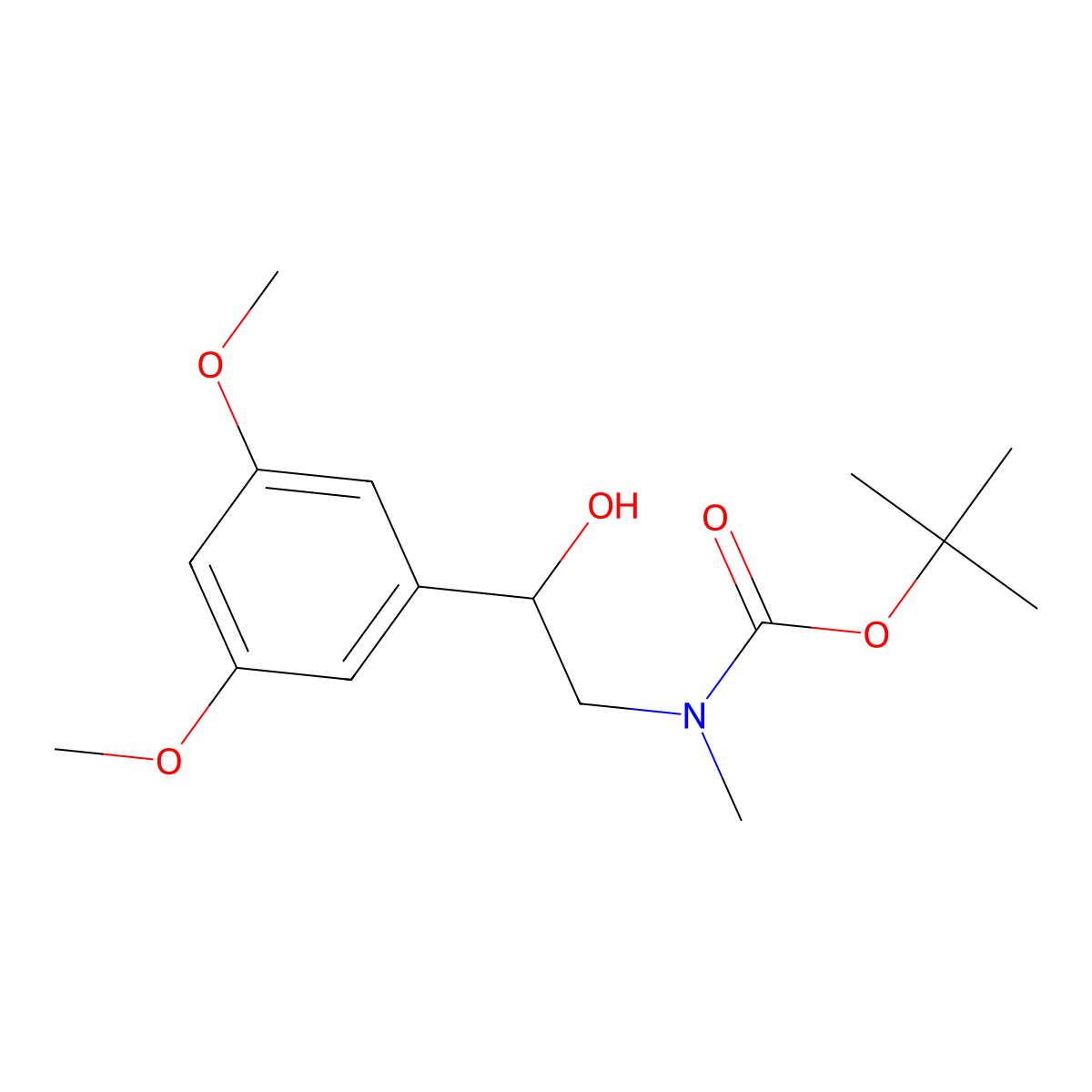tert-butyl N-[2-(3,5-dimethoxyphenyl)-2-hydroxyethyl]-N-methylcarbamate molecular structure, CAS 2151232-65-2