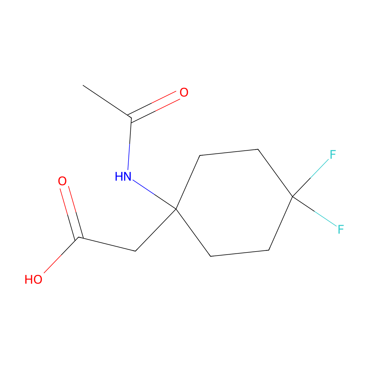 2-(1-Acetamido-4,4-difluorocyclohexyl)acetic acid molecular structure, CAS 2151351-91-4