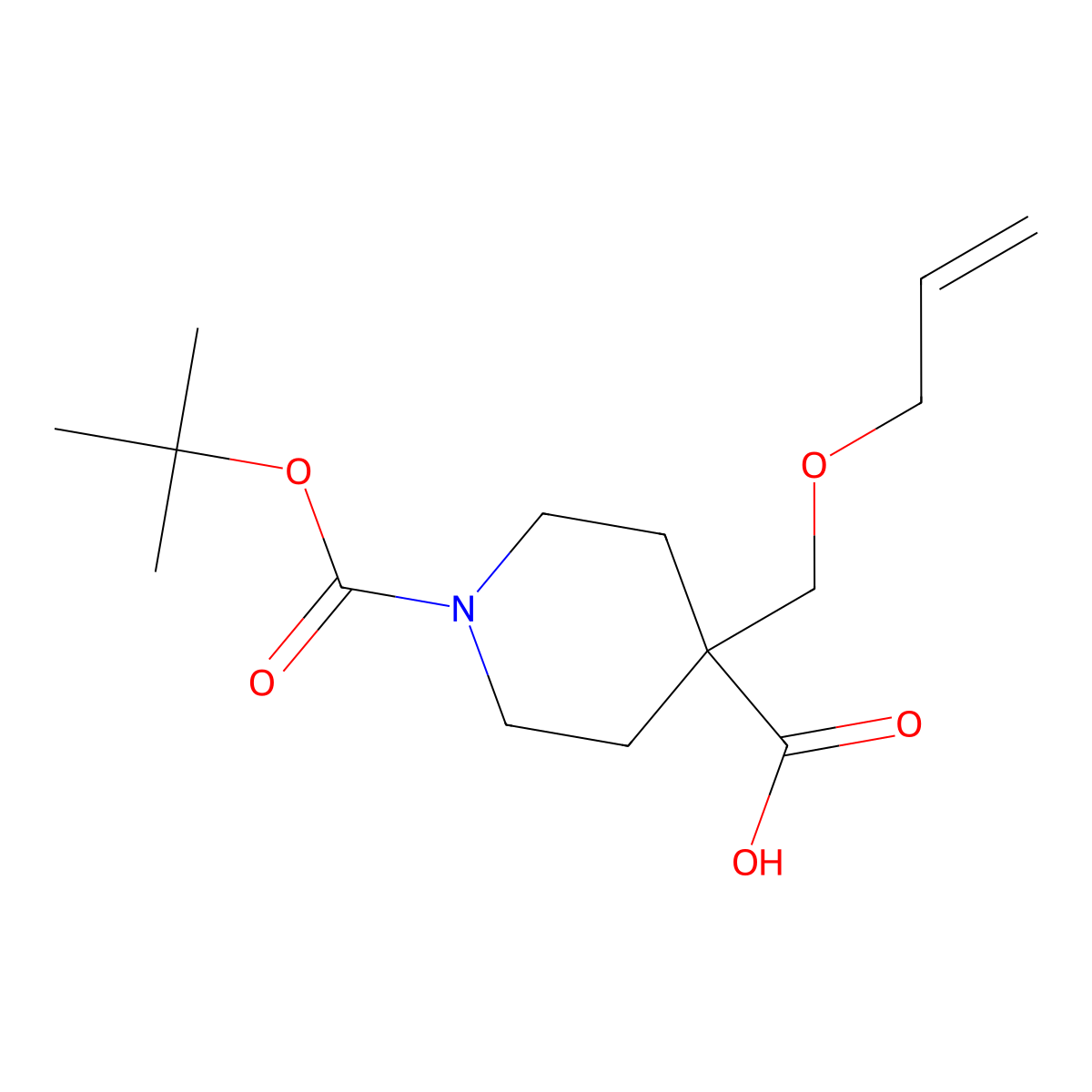 1-[(Tert-butoxy)carbonyl]-4-[(prop-2-en-1-yloxy)methyl]piperidine-4-carboxylic acid molecular structure, CAS 2151385-46-3