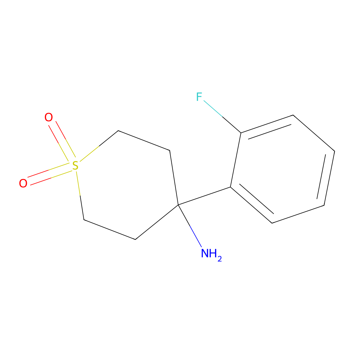 4-(2-fluorophenyl)tetrahydro-2H-thiopyran-4-amine 1,1-dioxide molecular structure, CAS 2151443-18-2