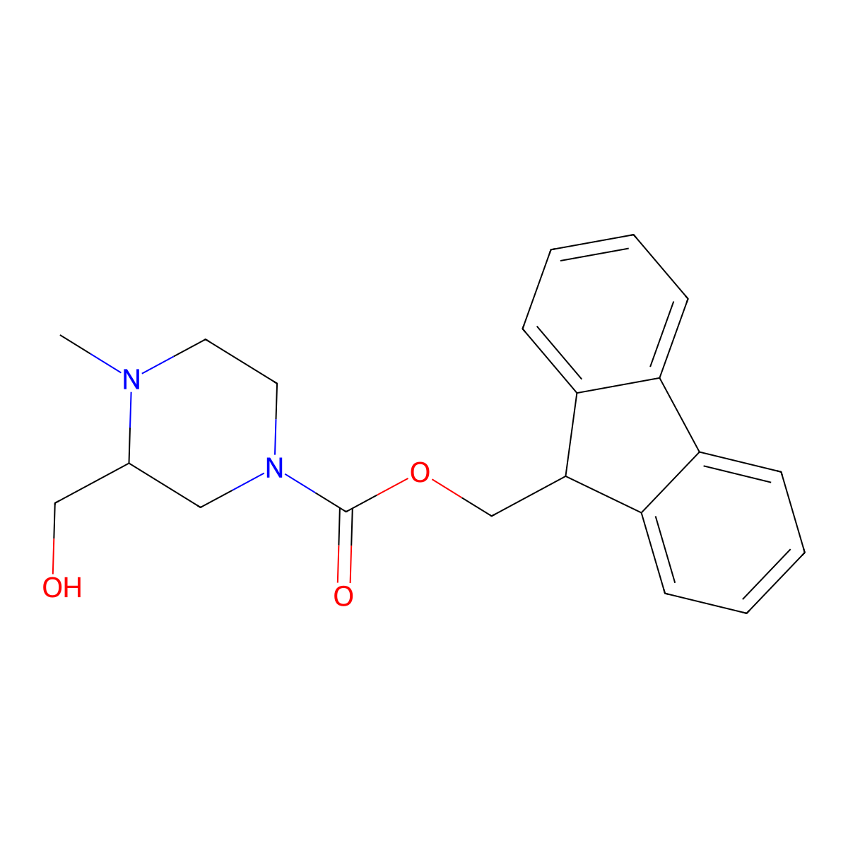 (9H-fluoren-9-yl)methyl 3-(hydroxymethyl)-4-methylpiperazine-1-carboxylate molecular structure, CAS 2151453-71-1