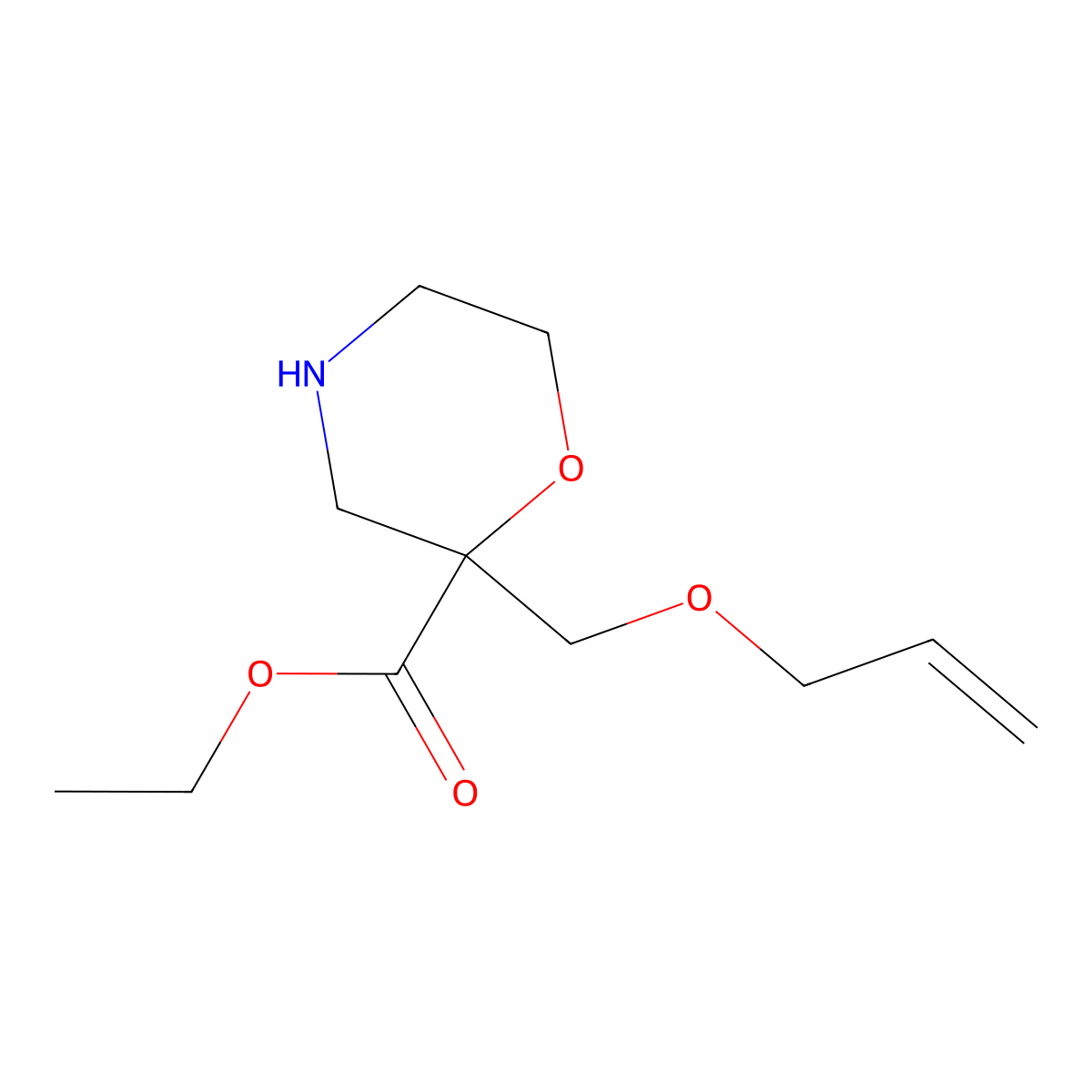 Ethyl 2-[(prop-2-en-1-yloxy)methyl]morpholine-2-carboxylate molecular structure, CAS 2151517-13-2