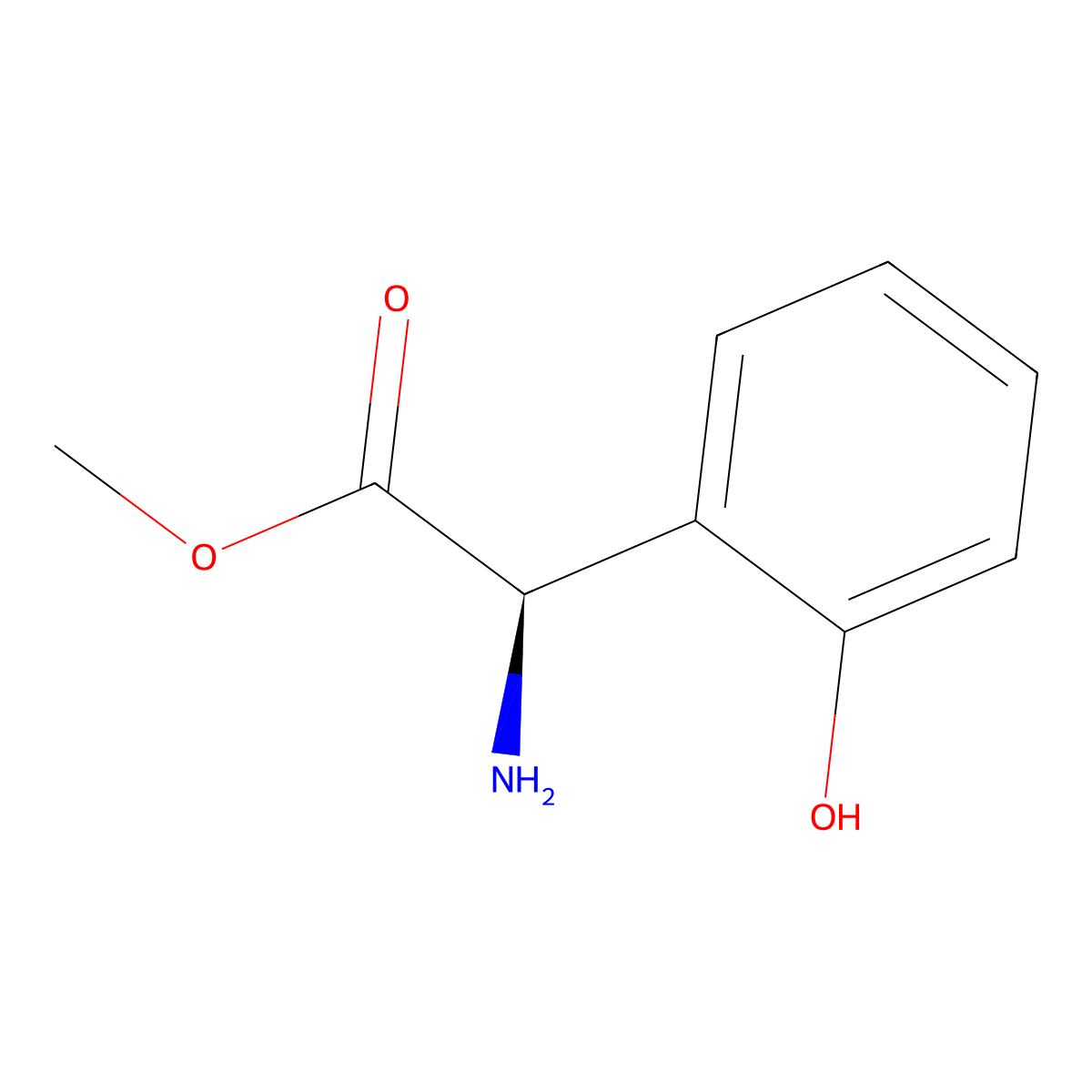 Methyl (2R)-2-amino-2-(2-hydroxyphenyl)acetate molecular structure, CAS 215172-17-1