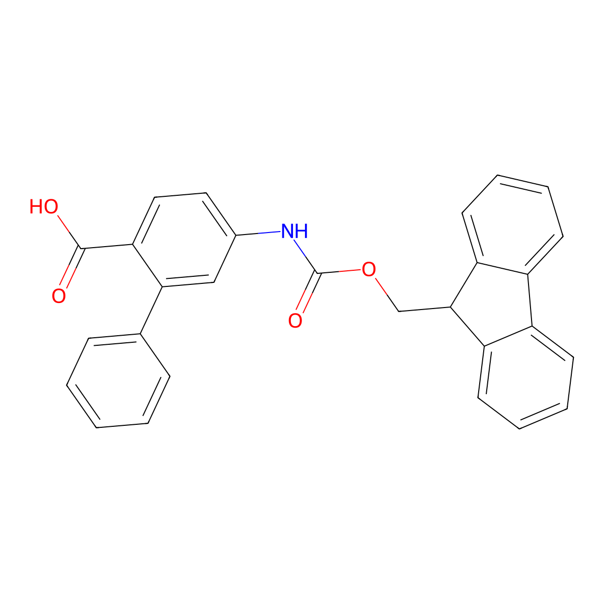5-({[(9H-fluoren-9-yl)methoxy]carbonyl}amino)-[1,1'-biphenyl]-2-carboxylic acid molecular structure, CAS 215177-64-3