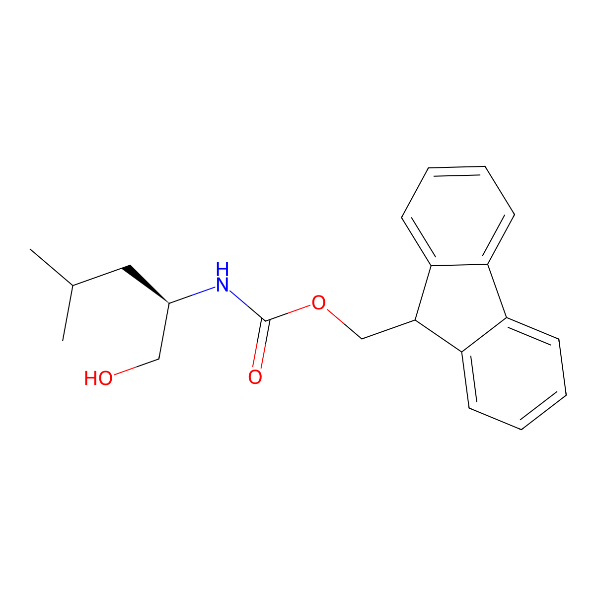 (R)-(9H-Fluoren-9-yl)methyl (1-hydroxy-4-methylpentan-2-yl)carbamate molecular structure, CAS 215178-41-9