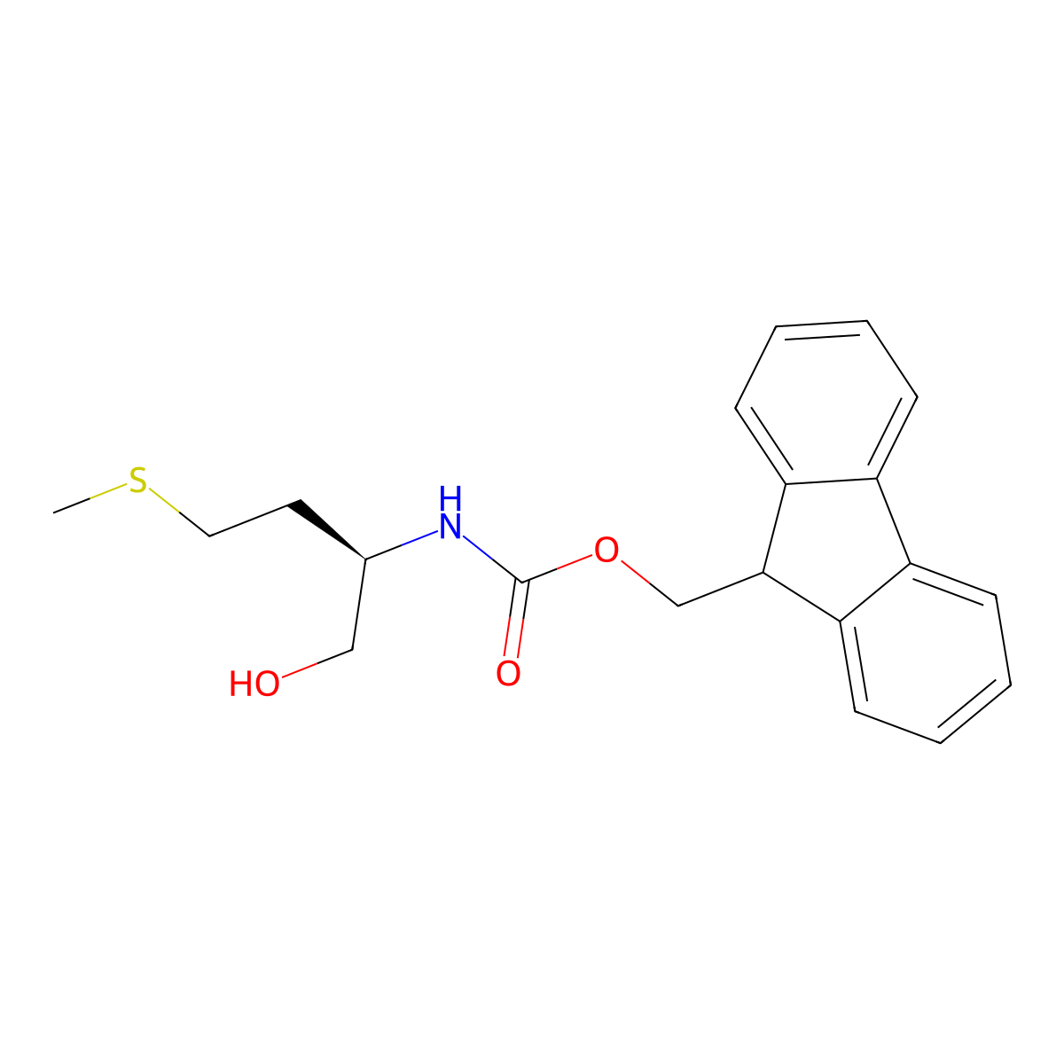 (R)-(9H-Fluoren-9-yl)methyl (1-hydroxy-4-(methylthio)butan-2-yl)carbamate molecular structure, CAS 215178-42-0