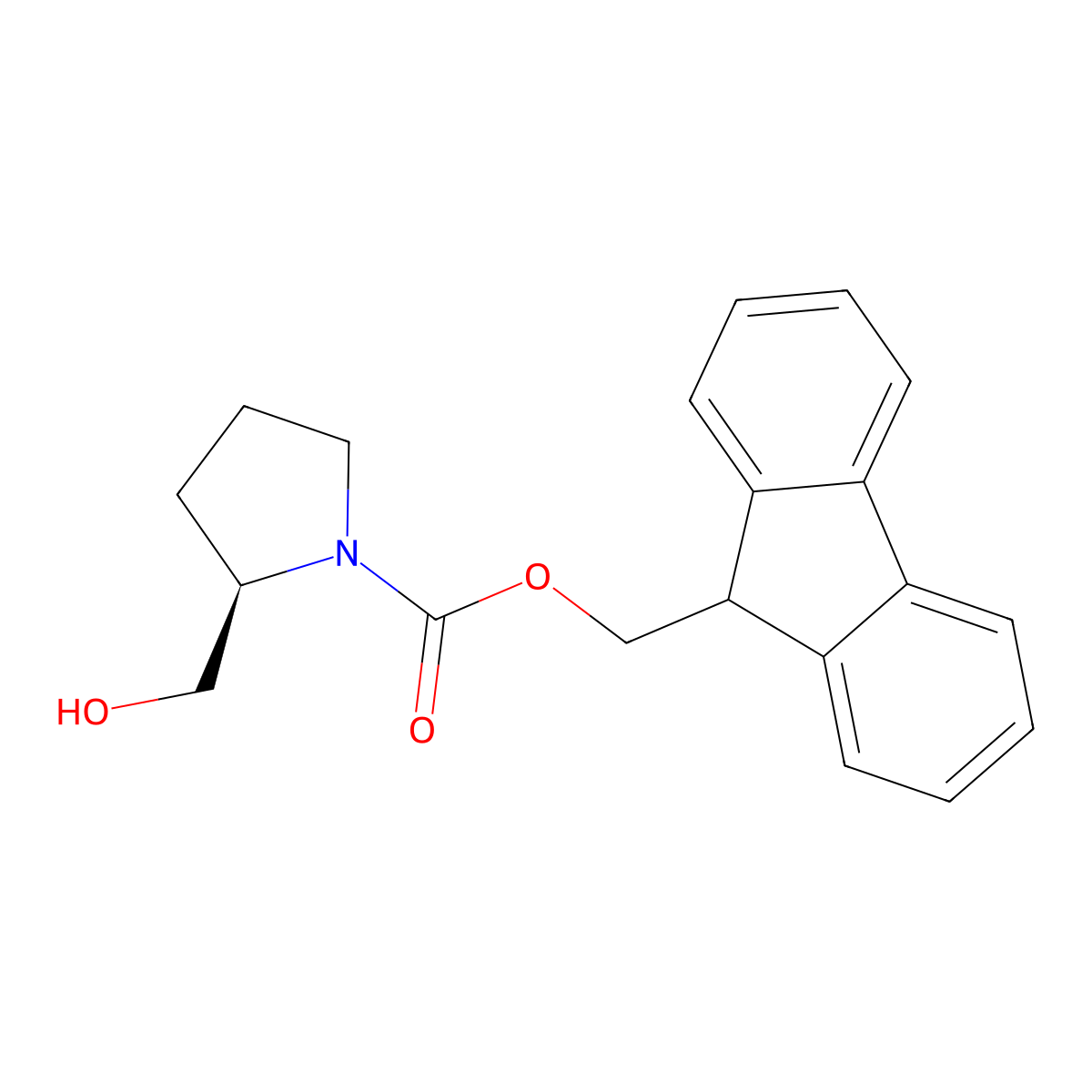 (R)-(9H-Fluoren-9-yl)methyl 2-(hydroxymethyl)pyrrolidine-1-carboxylate molecular structure, CAS 215178-45-3