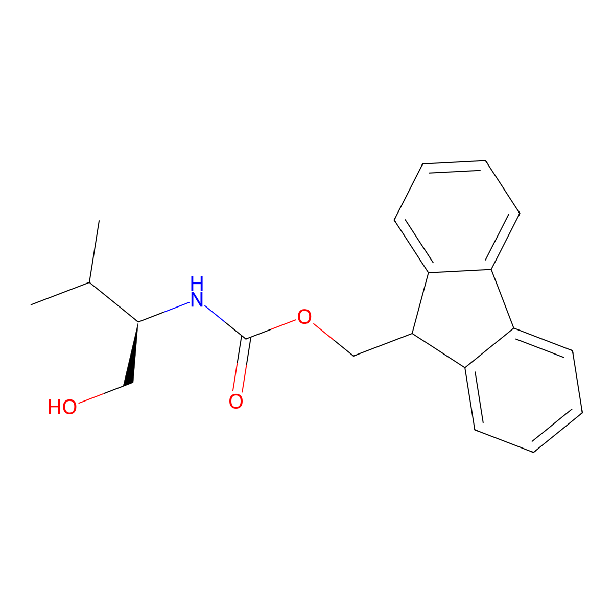 (R)-(9H-Fluoren-9-yl)methyl (1-hydroxy-3-methylbutan-2-yl)carbamate molecular structure, CAS 215178-46-4